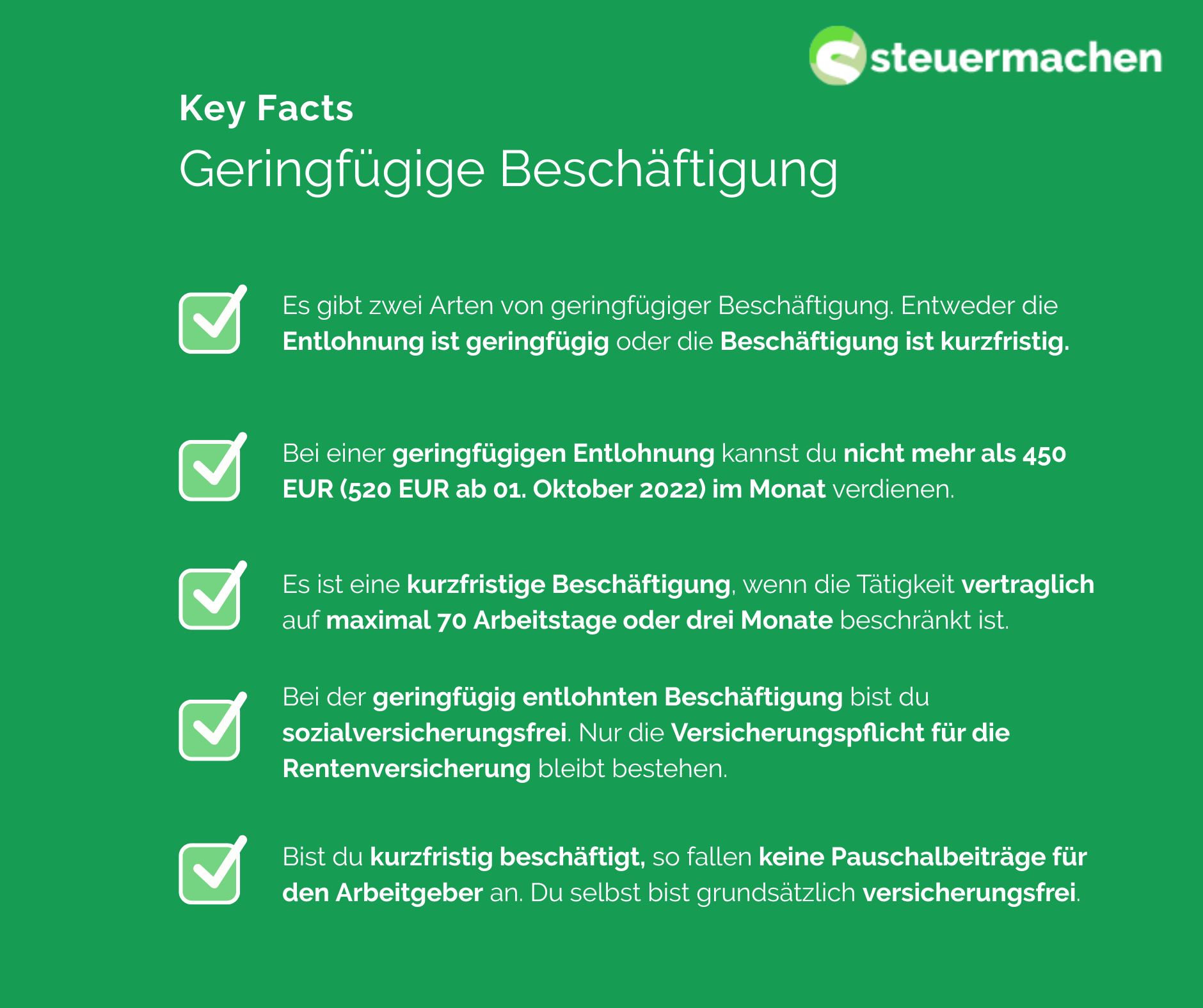 Geringfügige Beschäftigung steuermachen