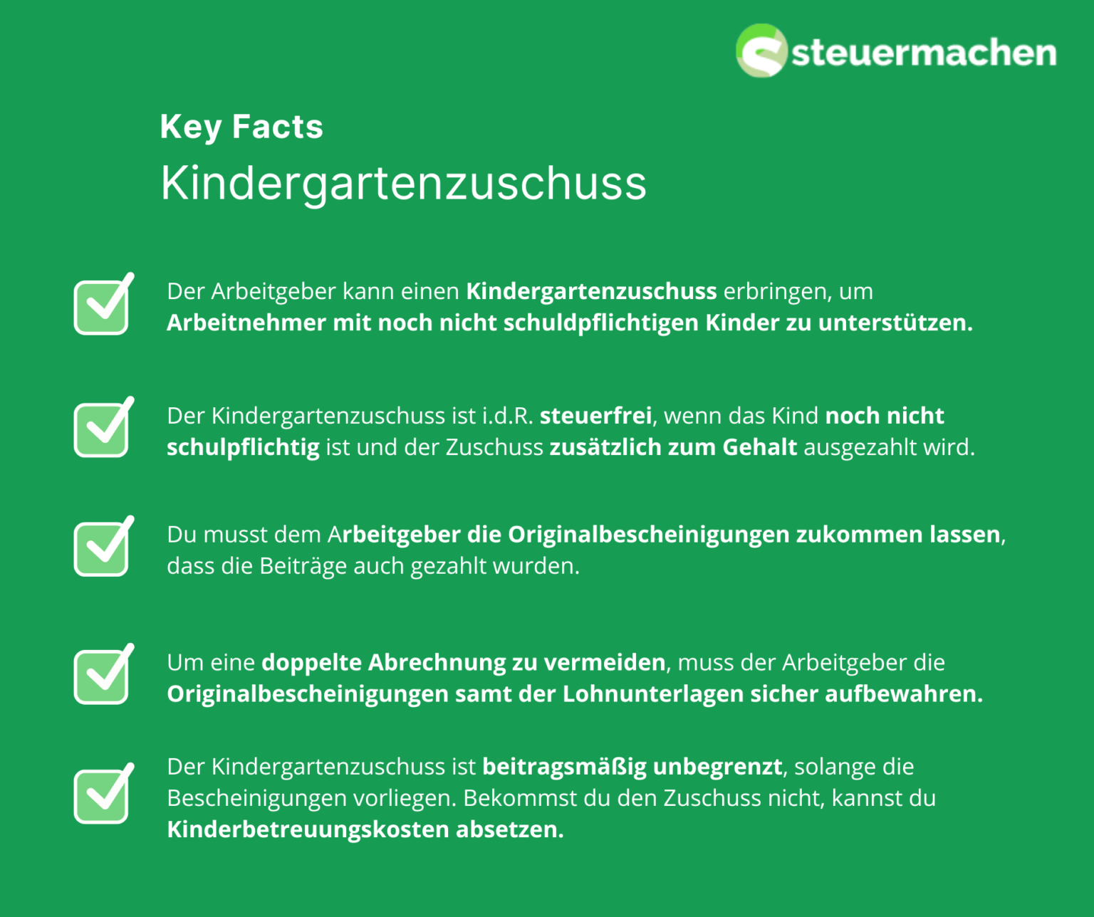 Kindergartenzuschuss steuermachen