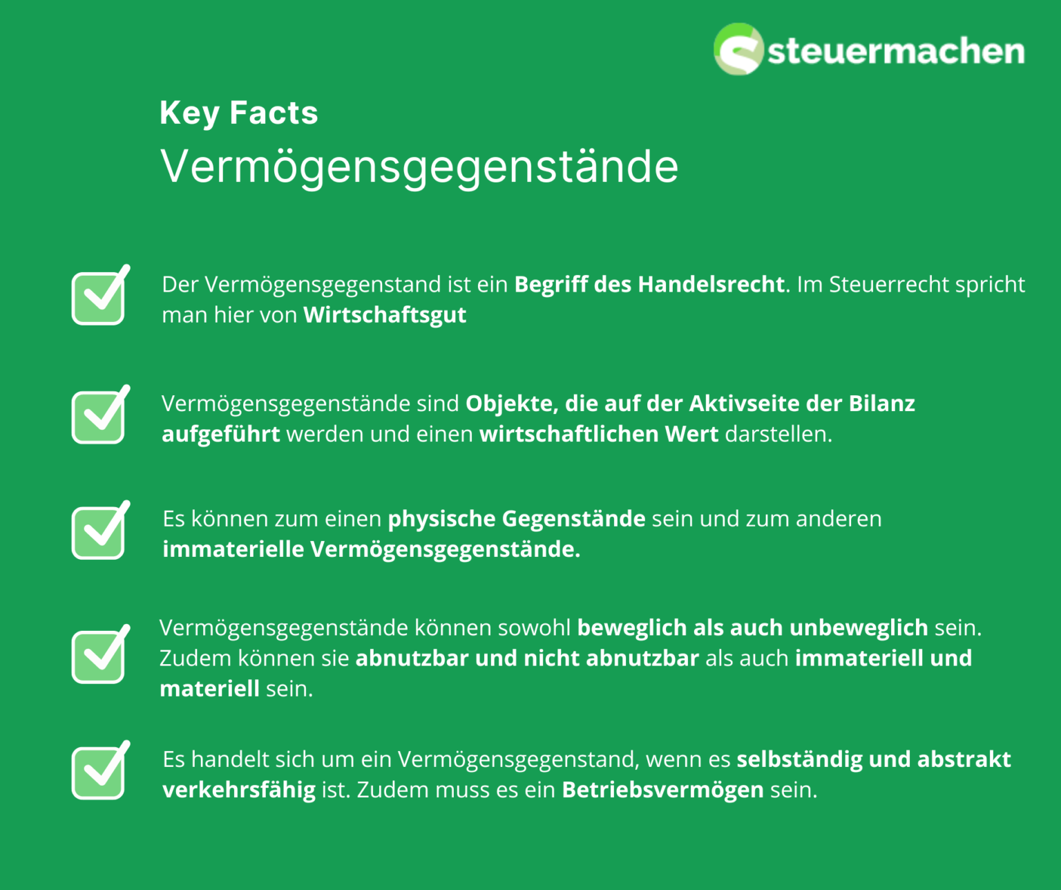 Vermögensgegenstände steuermachen